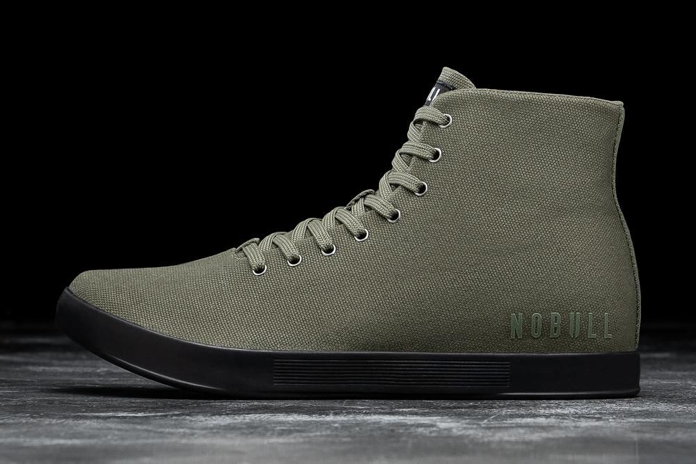 NOBULL High-Top Canvas Uzun Spor Ayakkabı Erkek - Yeşil Ordu Gri - Turkiye (FOT-167582)